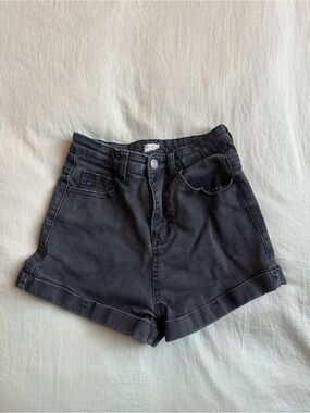 John Galt High-Rise Black Denim Shorts